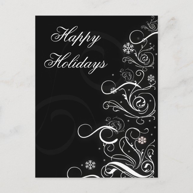 Cartes Pour Fêtes Annuelles Caporal Arbre de Noël noir et blanc (Devant)