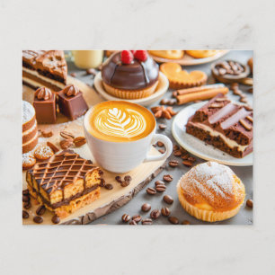 Cartes Pour Fêtes Annuelles Cappuccino avec pâtisseries et chocolat ca
