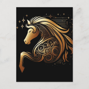 Cartes Pour Fêtes Annuelles Capricorne Zodiaque Cheval en Or Astrologie