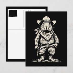 Cartes Pour Fêtes Annuelles capybara cow-boy