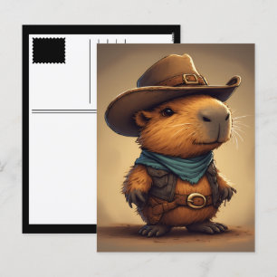 Cartes Pour Fêtes Annuelles capybara cow-boy