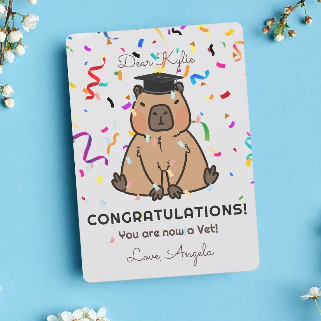 Cartes Pour Fêtes Annuelles Capybara Félicitations Diplôme Vétérinaire (Créateur téléchargé)