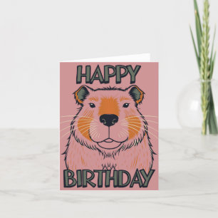 Cartes Pour Fêtes Annuelles Capybara Joyeux Anniversaire rose Retro