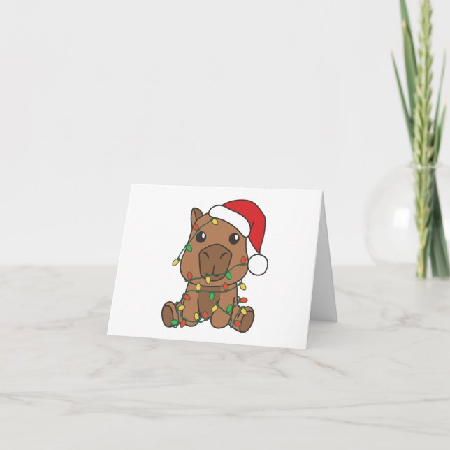 Cartes Pour Fêtes Annuelles Capybara Noël Animaux d'hiver (Devant)