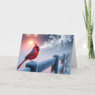 Cartes Pour Fêtes Annuelles Cardinal De Noël Chantant Au lever Du Soleil Froid