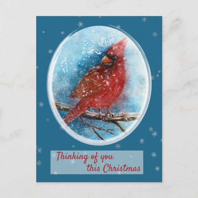 Cartes Pour Fêtes Annuelles Cardinal de Noël Penser à vous Vacances (Devant)
