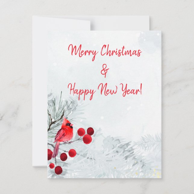 Cartes Pour Fêtes Annuelles Cardinal d'hiver Joyeux Noël (Devant)