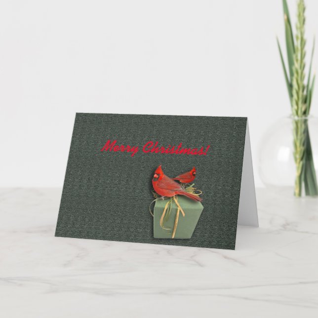 Cartes Pour Fêtes Annuelles Cardinal et boîte-cadeau (Joyeux Noël) (Devant)