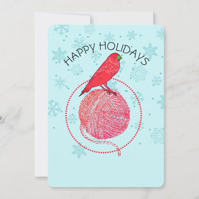 Cartes Pour Fêtes Annuelles Cardinal oiseau fil tricot crochet Noël (Devant)