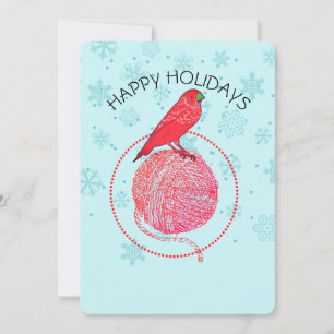 Cartes Pour Fêtes Annuelles Cardinal oiseau fil tricot crochet Noël