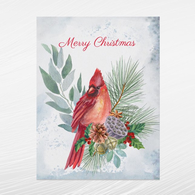 Cartes Pour Fêtes Annuelles Cardinal Red Pine Green Noël (Créateur téléchargé)