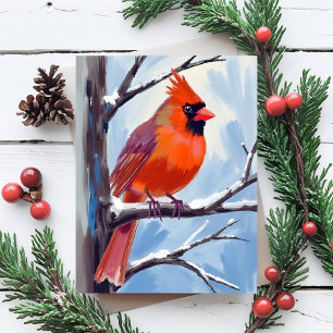 Cartes Pour Fêtes Annuelles Cardinal Rouge Aquarelle d'Hiver