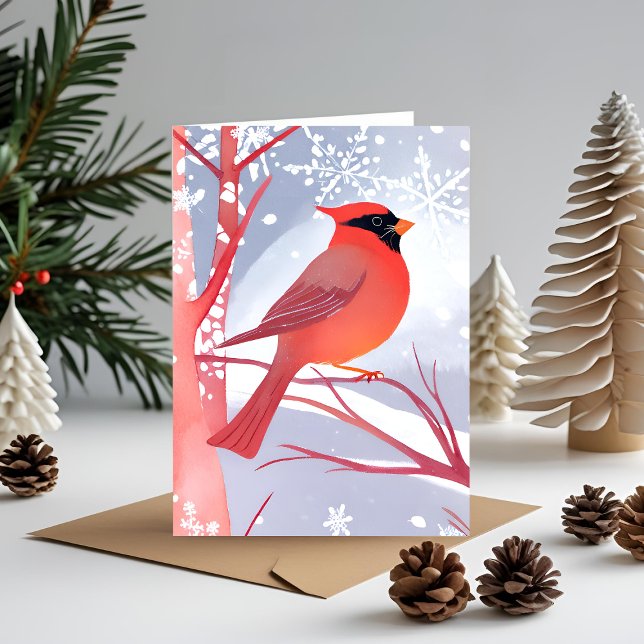 Cartes Pour Fêtes Annuelles Cardinal rouge | Belle aquarelle peinture (Créateur téléchargé)