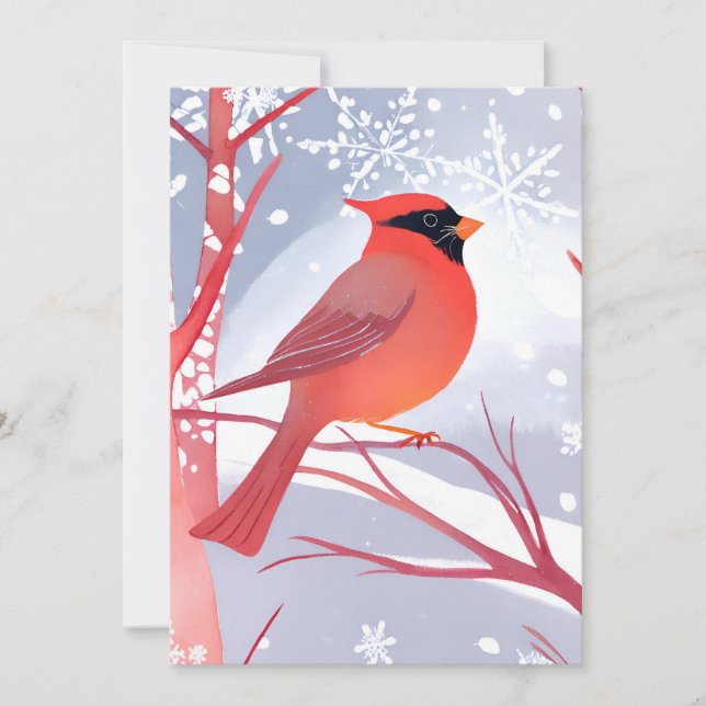 Cartes Pour Fêtes Annuelles Cardinal rouge | Belle aquarelle peinture (Devant)