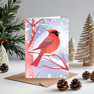Cartes Pour Fêtes Annuelles Cardinal rouge   Belle peinture à l'aquarelle