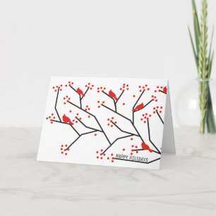 Cartes Pour Fêtes Annuelles Cardinal rouge, branche & baies Noël