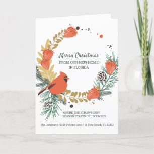 Cartes Pour Fêtes Annuelles Cardinal Strawberry Christmas Wreath Nouvelle adre