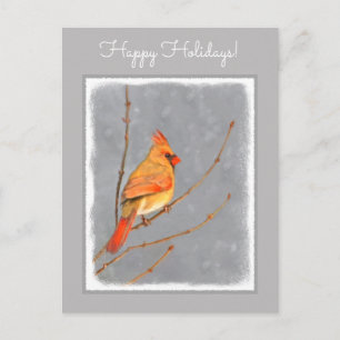 Cartes Pour Fêtes Annuelles Cardinal sur la peinture de branche - Art original