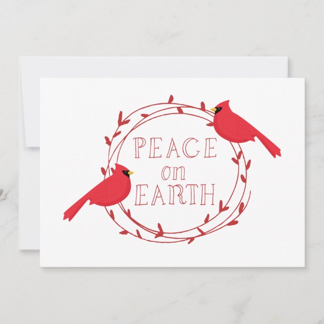 Cartes Pour Fêtes Annuelles Cardinaux de Noël de la Paix sur Terre (Devant)