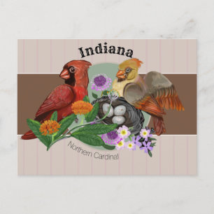 Cartes Pour Fêtes Annuelles Cardinaux du Nord de l'Indiana avec des Plantes au