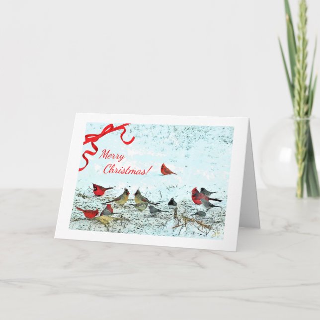 Cartes Pour Fêtes Annuelles Cardinaux Rouges, Symbole de Noël (Devant)