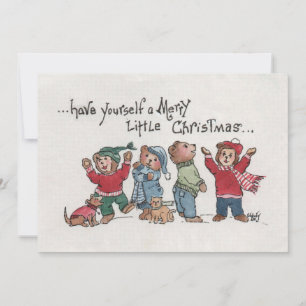 Cartes Pour Fêtes Annuelles Caricature acrylique vintage Holiday Singing Cubs