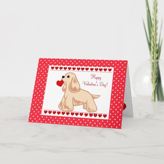 Cartes Pour Fêtes Annuelles Caricature américaine Spaniel Valentine Cocker (Devant)