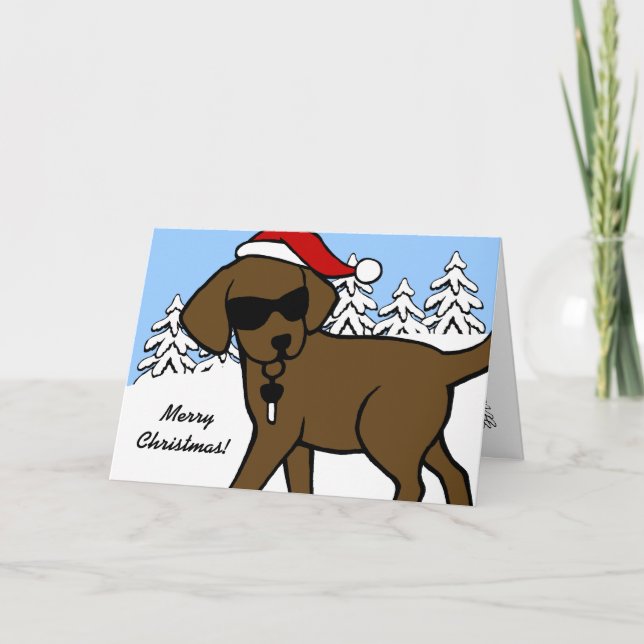 Cartes Pour Fêtes Annuelles Caricature cool au chocolat Labrador Noël (Devant)