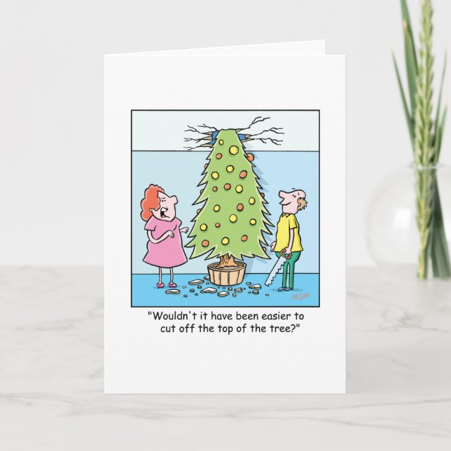 Cartes Pour Fêtes Annuelles Caricature de Noël Arbre surdimensionné (Devant)