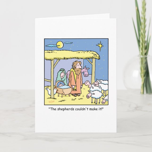 Cartes Pour Fêtes Annuelles Caricature de Noël Jésus scène stable (Devant)