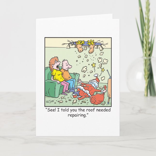 Cartes Pour Fêtes Annuelles Caricature de Noël Père Noël Drops par (Devant)