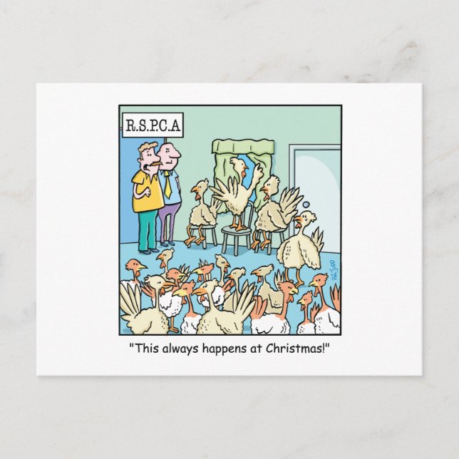 Cartes Pour Fêtes Annuelles Caricature de Noël sur les dindes (Devant)