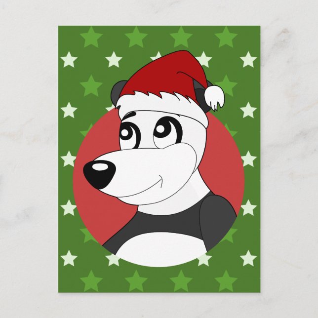Cartes Pour Fêtes Annuelles Caricature de panda de Noël (Devant)