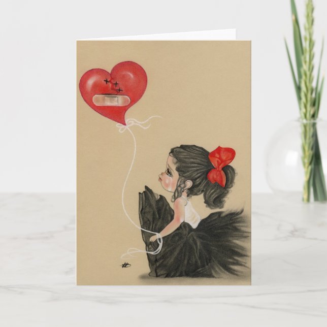 Cartes Pour Fêtes Annuelles Caricature de petite fille triste (Devant)