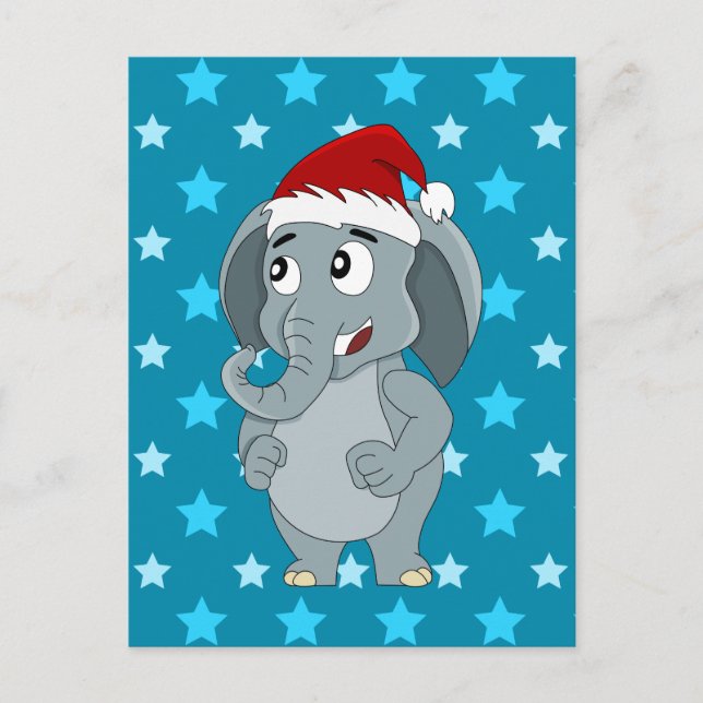 Cartes Pour Fêtes Annuelles Caricature d'éléphant de Noël (Devant)