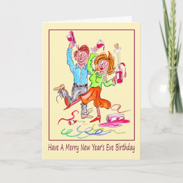 Cartes Pour Fêtes Annuelles Caricature du Nouvel An pour l'anniversaire de la  (Devant)