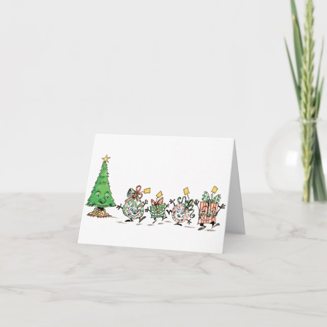 Cartes Pour Fêtes Annuelles Caricature mignonne Danser Présentations de Noël e (Devant)