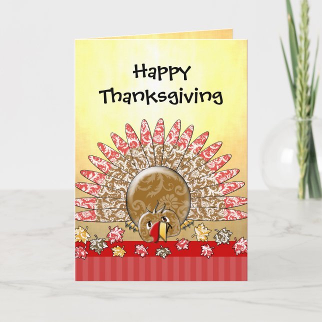 Cartes Pour Fêtes Annuelles Caricature mignonne Thanksgiving Turquie (Devant)