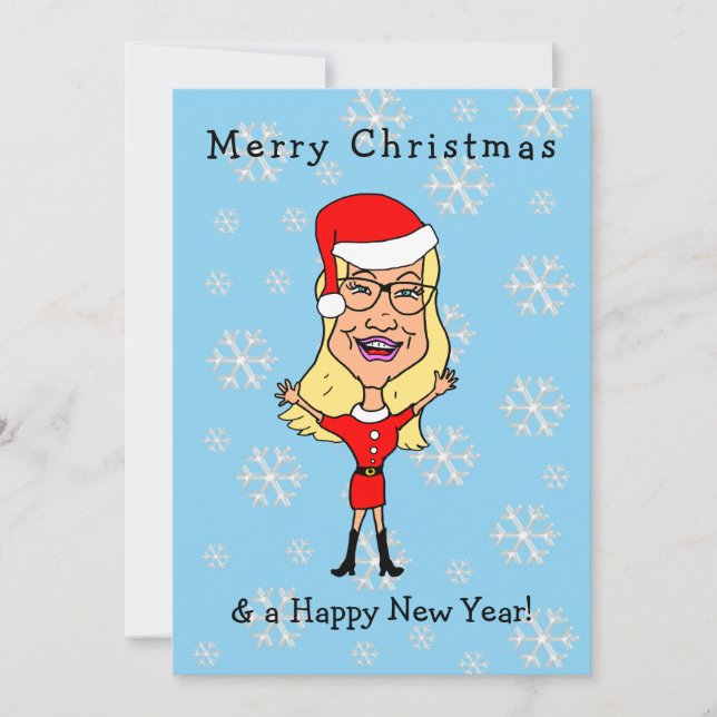 Cartes Pour Fêtes Annuelles Caricature Père Noël Girl Blonde Joyeux Noël (Devant)