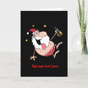 Cartes Pour Fêtes Annuelles Caricature personnalisée Funny Xmas ivre Père Noël