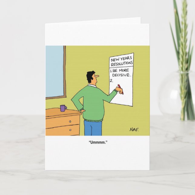 Cartes Pour Fêtes Annuelles Caricature Résolutions du Nouvel An (Devant)