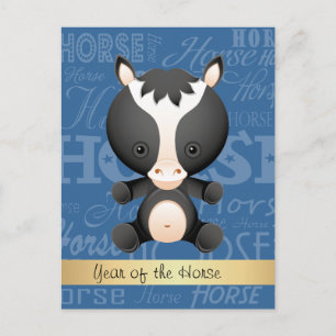 Cartes Pour Fêtes Annuelles Caricature sur mesure Année du Cheval Word Art