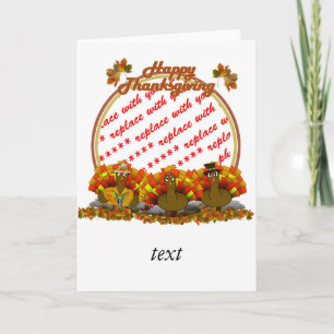 Cartes Pour Fêtes Annuelles Caricature Thanksgiving Turkey Trio Photo Frame
