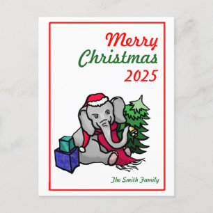 Cartes Pour Fêtes Annuelles Caricature Vintage personnalisée Eléphant de Noël