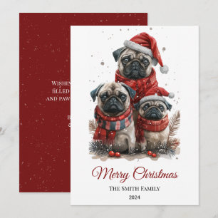 Cartes Pour Fêtes Annuelles Carlin Aquarelle Arbre de Noël non photo