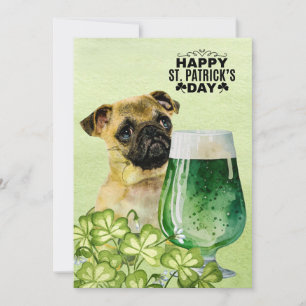 Cartes Pour Fêtes Annuelles CARLIN Chien St. Patrick's Day avec Casquette et b