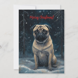 Cartes Pour Fêtes Annuelles Carlin En Aquarelle De Neige Noël