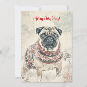 Cartes Pour Fêtes Annuelles Carlin En Neige Minimal Vintage Noël