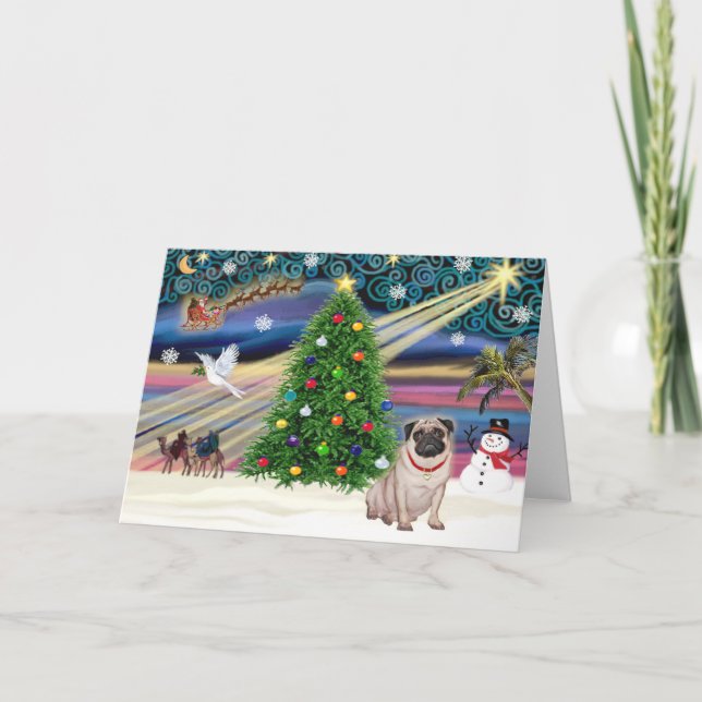 Cartes Pour Fêtes Annuelles Carlin magique de Noël (fawn) (Devant)