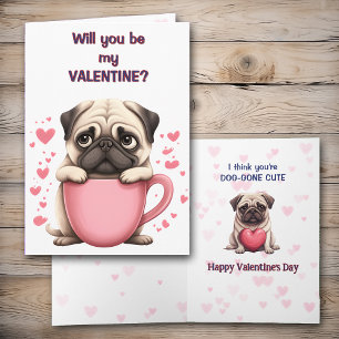 Cartes Pour Fêtes Annuelles Carlin mignon chiot Valentine de l'enfant